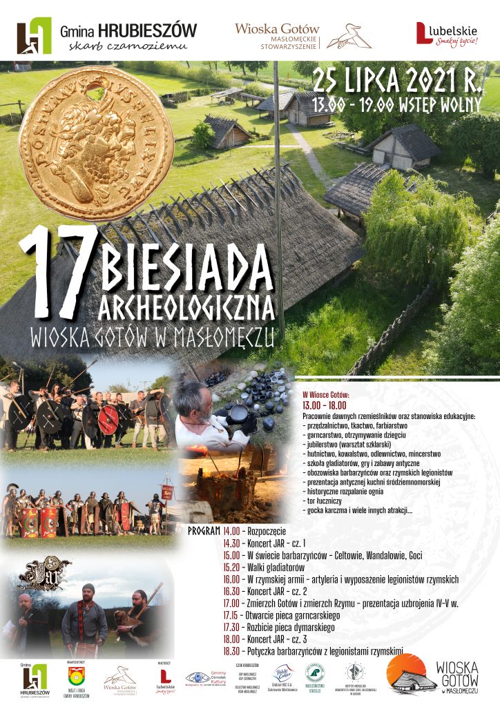 Plakat informujący o wydarzeniu Biesiada Archeologiczna w Masłomęczu
