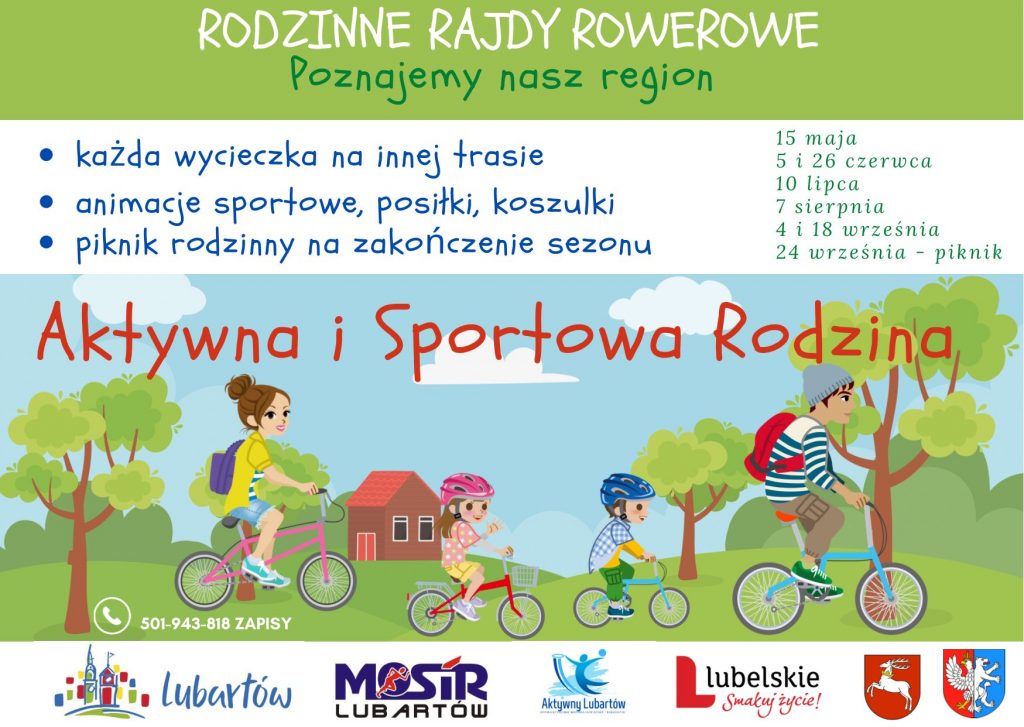 Aktywna i sportowa rodzina, wykaz imprez rowerowych w Lubartowie.