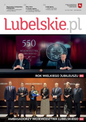 Marszałek Wojeówdztw aLubelskiego podczas konferencji oraz laureaci tytułu Ambasador Województwa Lubelskiego za rok 2023