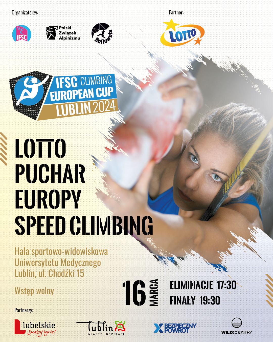 plakat promujący Lotto Puchar Europy Speed Climbing