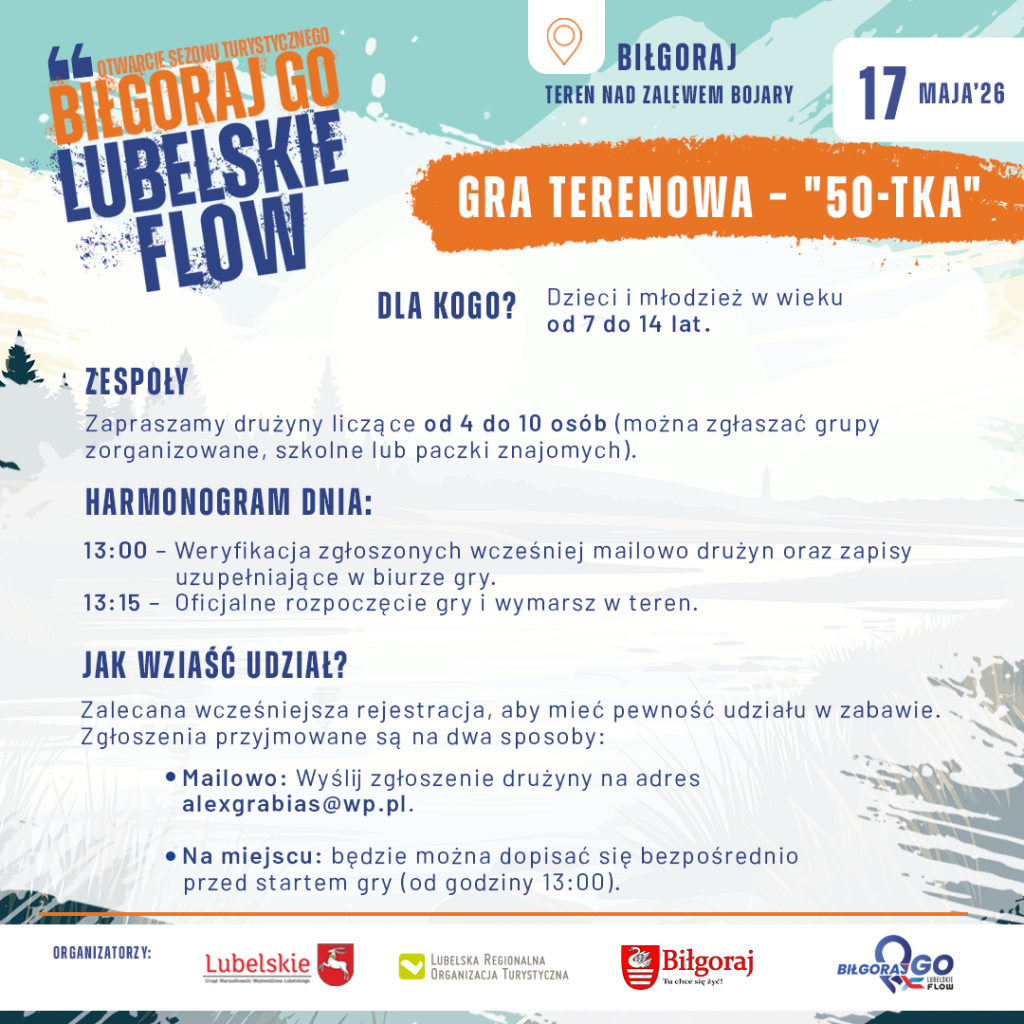 Biłoraj Go! Lubelskie Flow! Gra terenowa "Pięćdziesiątka". Infografika.