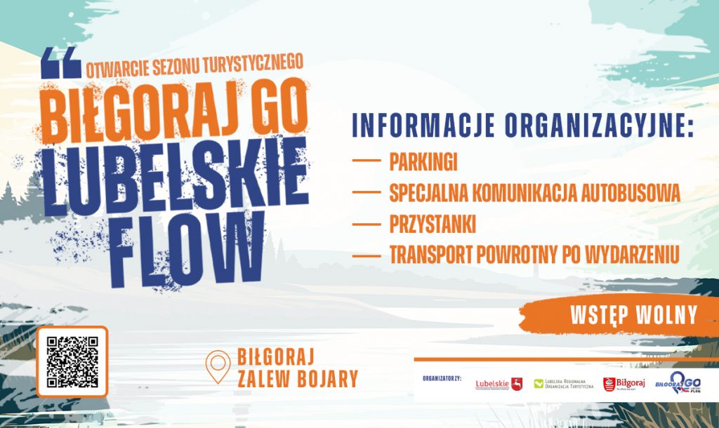 Biłgoraj Go! Lubelskie Flow! Infografika z informacjami organizacyjnymi.